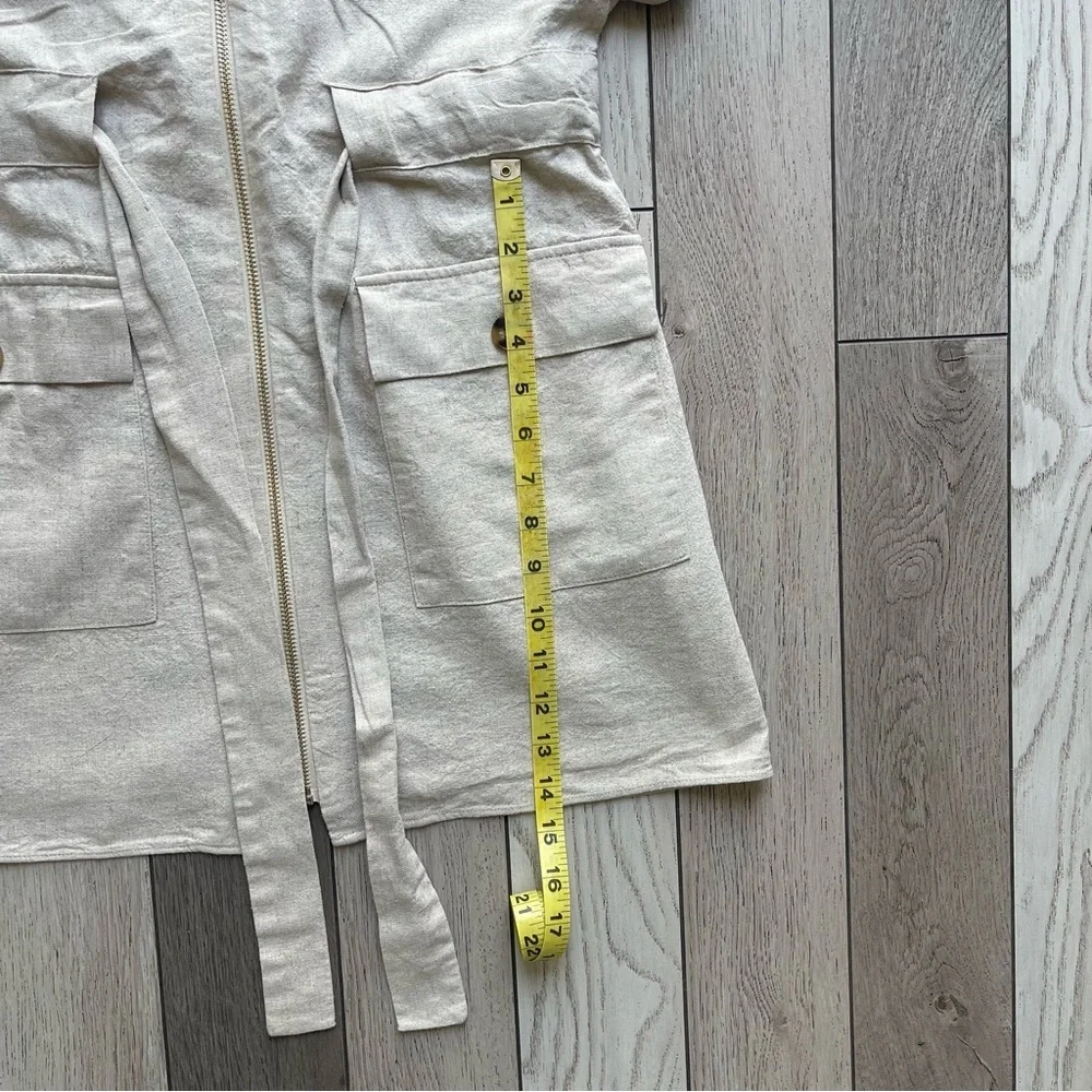 Zara linen Tan shortsleeve cargo dress
